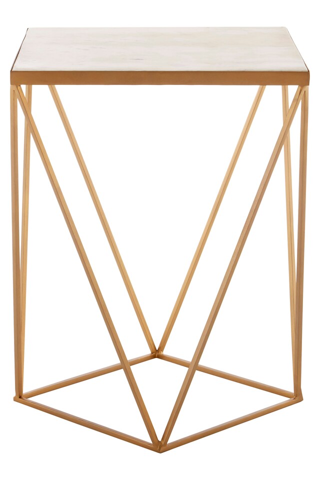 image 1 of Shalimar Square Marble Top Side Table | Gold