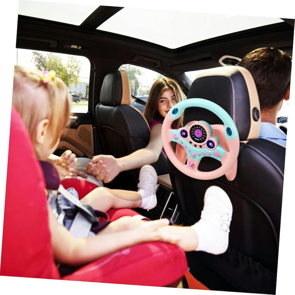 image 1 of Kids Pretend Driving Steering Wheel Toy – Backseat Car Playset with Lights, Sounds & Music, 360° Rotation, Suction Cup Mount