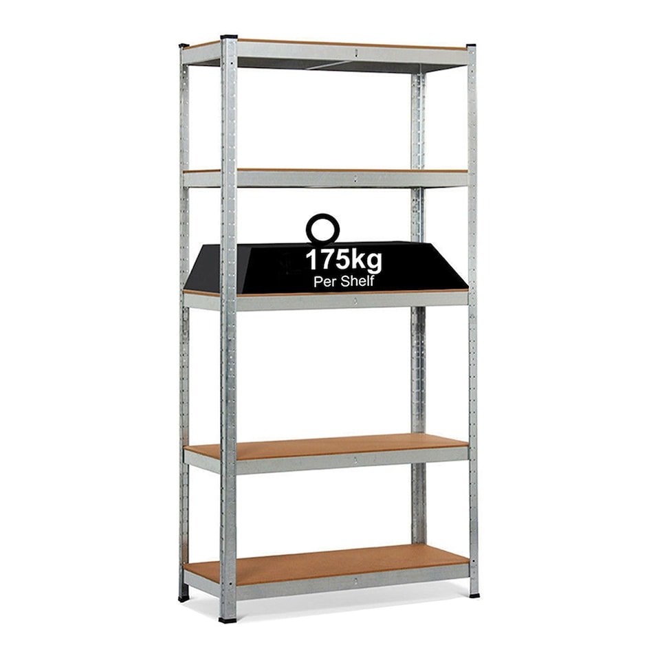 image 1 of Racking Shelf Heavy Duty 5 Tier Garage Shelving Storage Shelves Unit 180x90x40cm | Silver | Silver