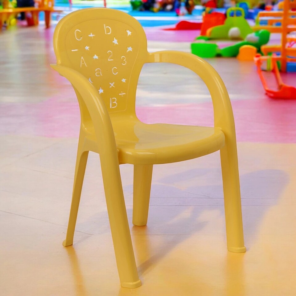 image 1 of Coloured Plastic Kids Chairs Stackable Nursery Indoor Outdoor Party Garden Play | Yellow | 6 Pcs Yellow | 6