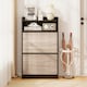 image 3 of COSTWAY Slim Hidden Narrow Shoe Organizer Cabinet with Open Storage-Black