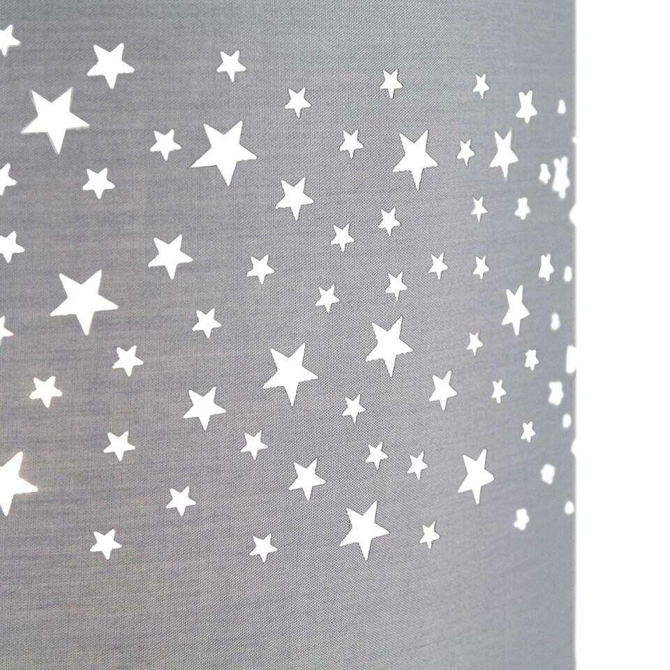 image 1 of Stars Decorated Children/Kids Soft Grey Cotton Bedroom Pendant or Lamp Shade | Grey | Grey | 1