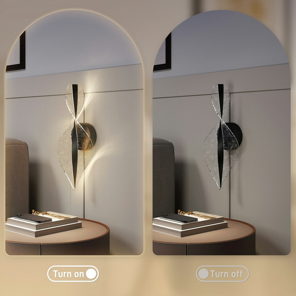 image 1 of HOMCOM Led Wall Lamp 2 Pack, Modern Indoor Spiral Wall Light, Black