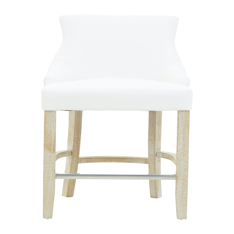 image 1 of Interiors by Premier White Bar Stool with High Back, Velvet Seat Breakfast Bar Chair, Kitchen Stool with Footrest, Chair for Bar