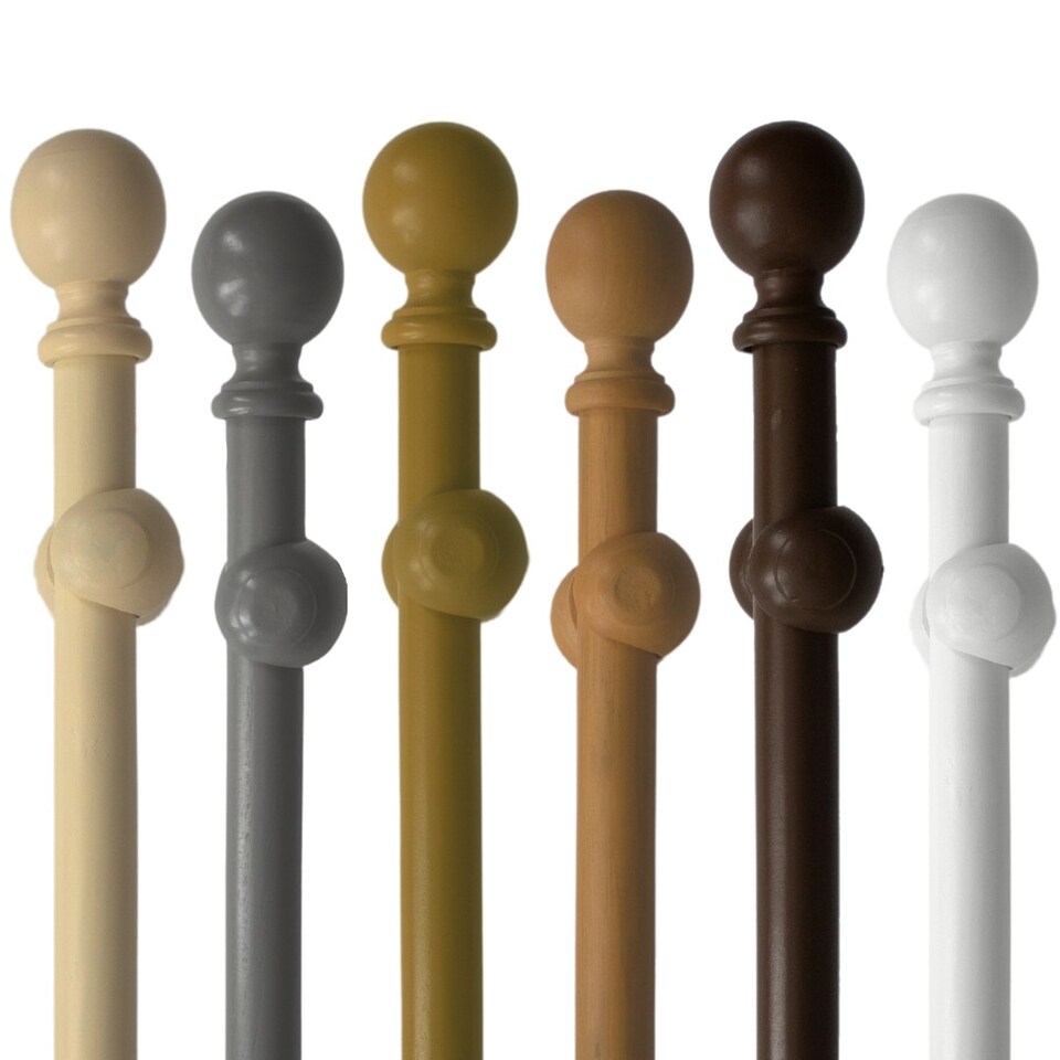 image 1 of Wooden Eyelet Curtain Pole, 300cm Brown | Oak