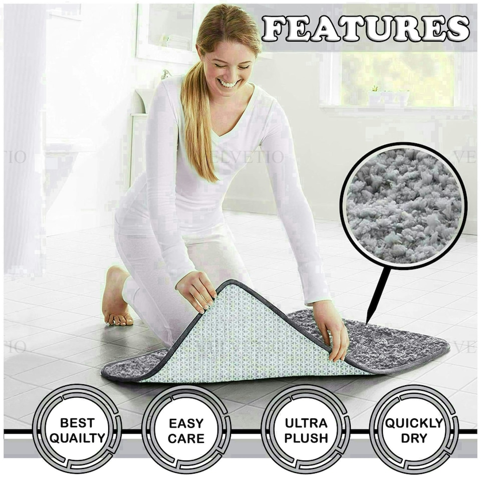 image 1 of VELVETIO Bath Mats & Pedestal Mat Set Anti Slip Super Soft Water Absorbent Yellow | Ochre