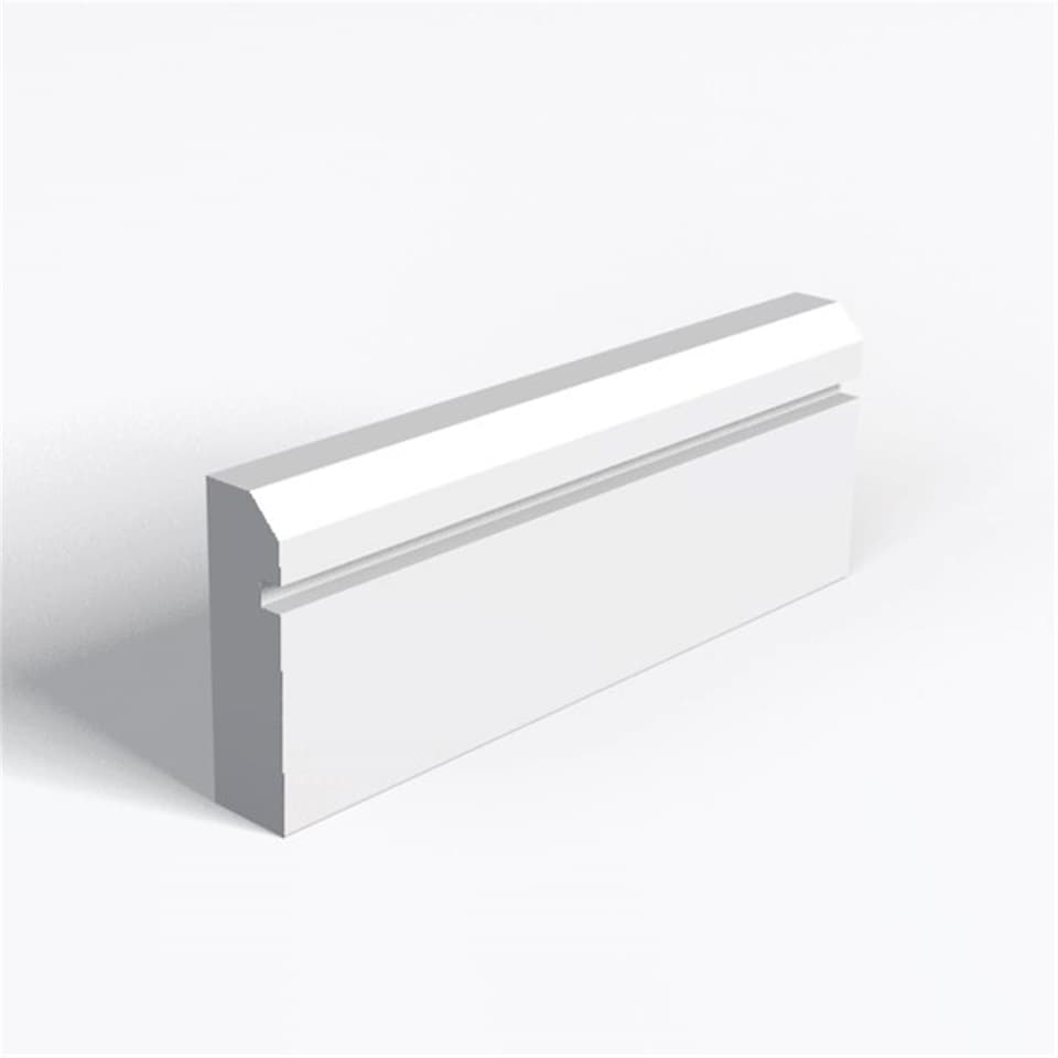 Pack of 15 (Total 15 Units) - MR MDF Primed Chamfered & 1 Square Groove Architrave & Rebate - 18mm (T) x 94mm (H) x 3050mm (L)