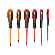 Bahco Be-9884s Ergo Vde Insulated Screwdriver Set, 6 Piece - Multi Colour - One Size