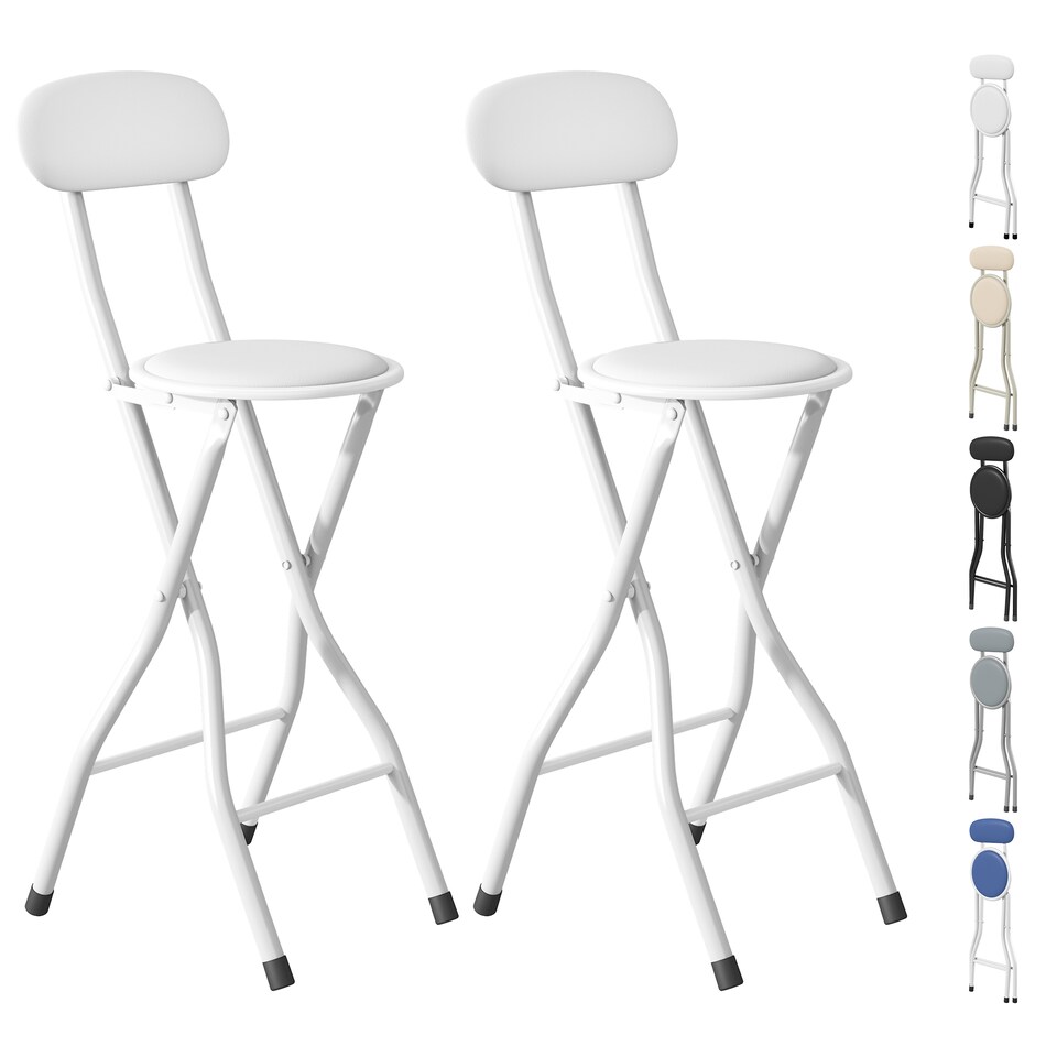 image 1 of MCC Direct Set of 2 Folding Breakfast Bar Stools Padded Kitchen Dining Chairs
