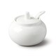 image 2 of Wm Bartleet & Sons Porcelain Bellied Sugar/Jam/Mustard Pot with Spoon, White