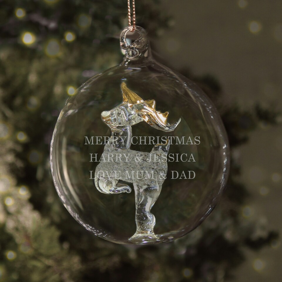 image 1 of Personalised Glass Reindeer Bauble