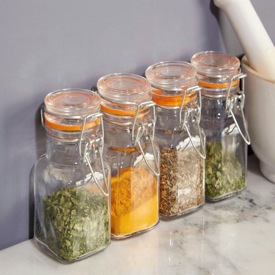 image 1 of Interiors by Premier Luca Set Of Four Clip Top Lid Glass Jars, Airtight Food Storage Jars With Silicone Seals