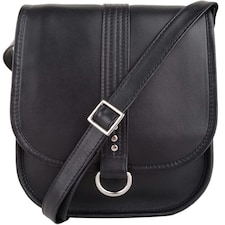Genuine Soft Leather Sadle Bag Style Crossbody Shoulder Handbag Black | Black