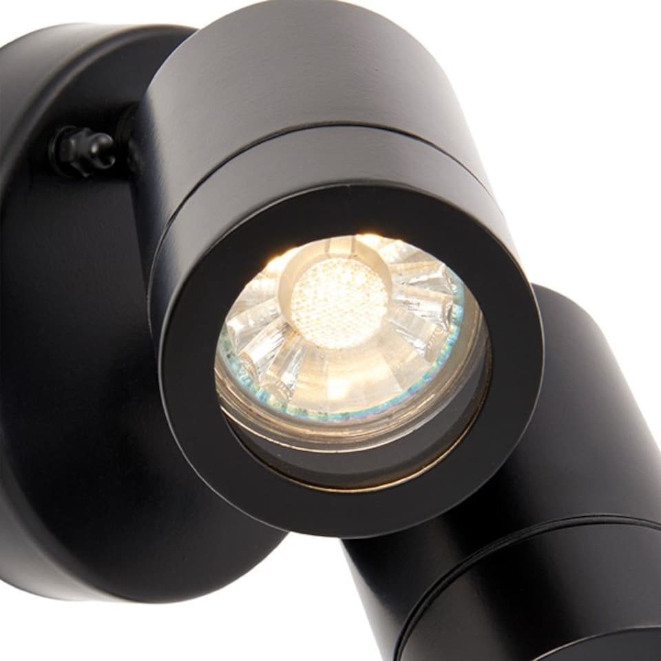 image 1 of Palin 2 Light Outdoor Spotlight Matt Black, Glass IP44, GU10