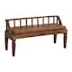image 7 of Artisan Furniture Solid Wood Bordeaux Leather Bench, Upholstered, Brown