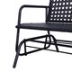 image 9 of Outsunny 2 Seater PE Rattan Glider Bench, Outdoor Loveseat Chair with Steel Frame, Porch Rocking Glider for 2 Person with Armchair, High Back, Black