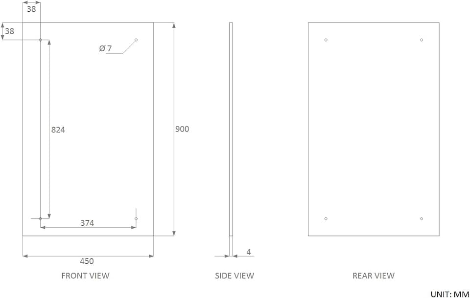 image 1 of 90 x 45cm Rectangle Frameless Bathroom Mirror with Pre-drilled Holes and Wall Hanging Fittings
