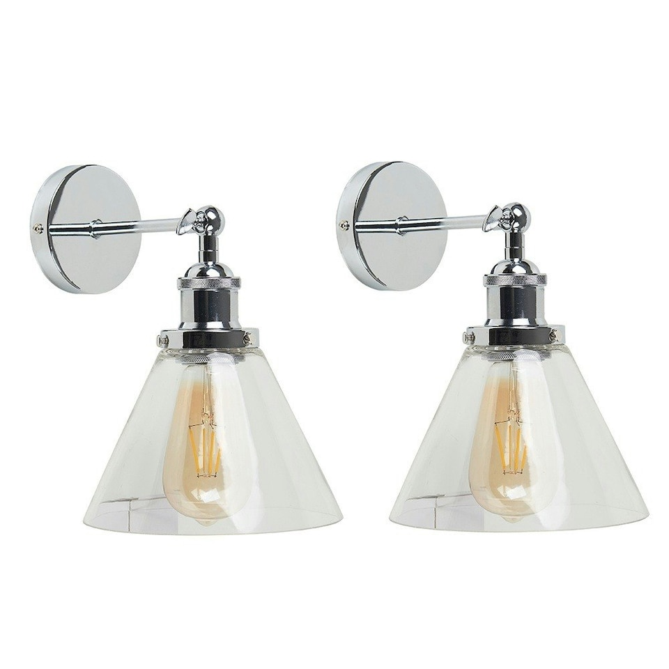 image 1 of ValueLights Lloyd Pair of Silver Indoor Wall Lantern