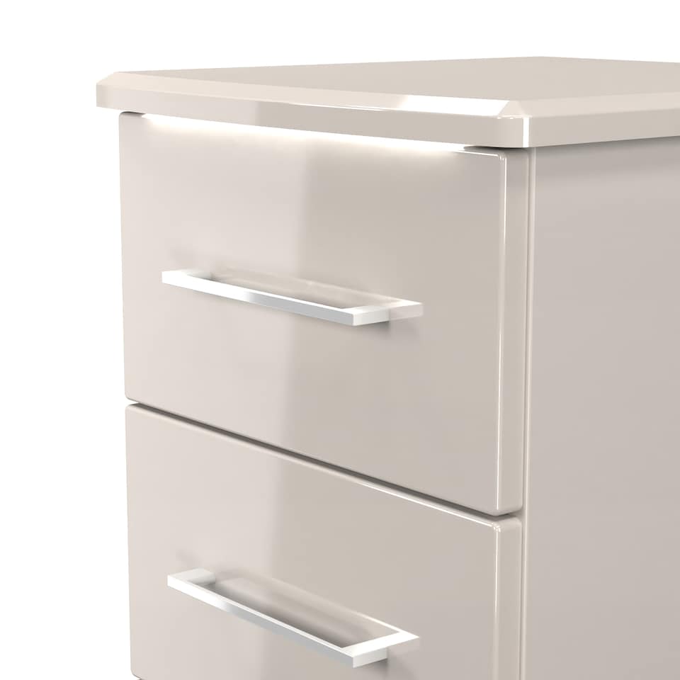 image 1 of Lyon 3 Drawer Bedside Cabinet in Kashmir Gloss & Kashmir (Ready Assembled) | Cream | Kashmir Gloss & Kashmir