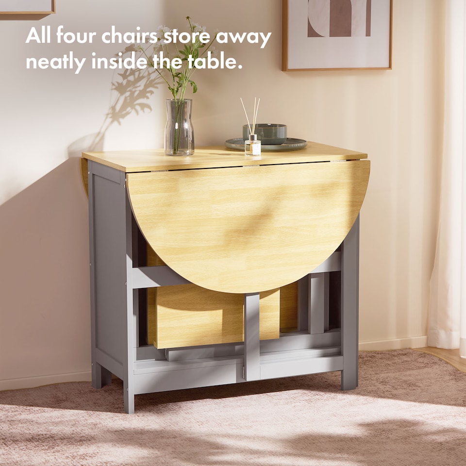 image 1 of VonHaus Firbeck Foldable Table and Chairs Set 4 for Dining Room