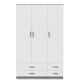 image 2 of 3 Door 4 Drawer Wardrobe With Hanging Rail And Storage Shelf | Grey | Ash Grey Carcass & White Door | 1