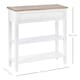 image 3 of HOMCOM 80x75cm Console Table w/ Drawer 2 Shelves Worktop Handle Retro White White | White