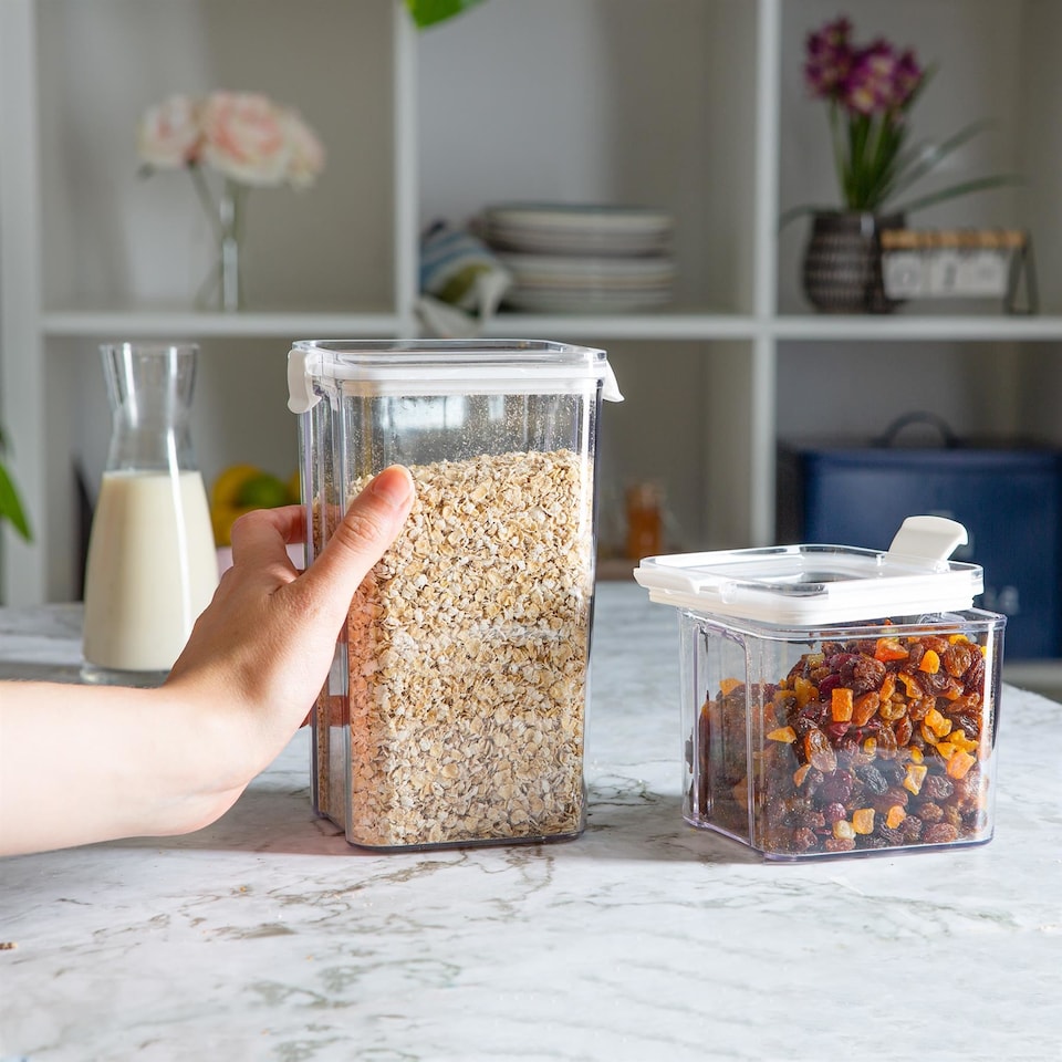 image 1 of Argon Tableware Food Storage Container - 1.3 Litre - White Reusable Airtight Stackable Meal Prep Lunch Box with Clip-Lock Lid