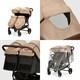 image 4 of Venus Max Double Stroller - Birth to 15kgs (Approx. 3 Years), Compact, Lightweight, Foldable Twin Pushchair,  2 Quilted Footwarmers & Rain Cover (Biscuit)