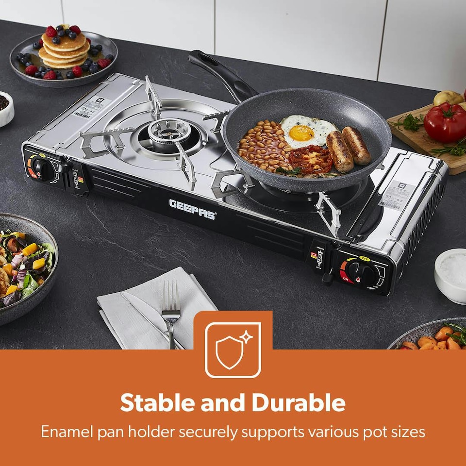 image 1 of GEEPAS Portable Camping Gas Stove, Double Burner