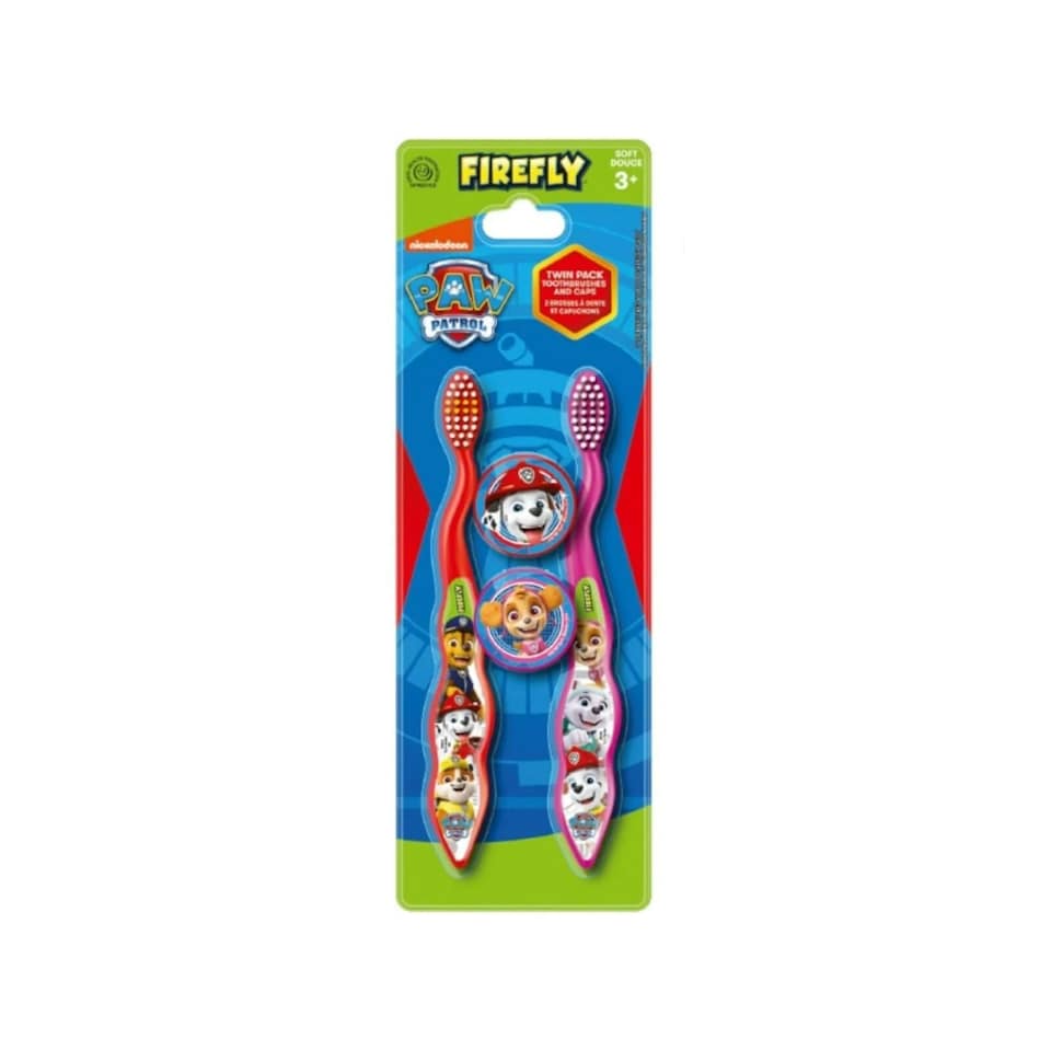 image 1 of Paw Patrol Toothbrushes & Caps Pack of 2