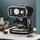 image 2 of Cooks Professional 15-Bar Retro Espresso Coffee Machine 1.2L with Frothing Steam Wand | Black | Black & Silver