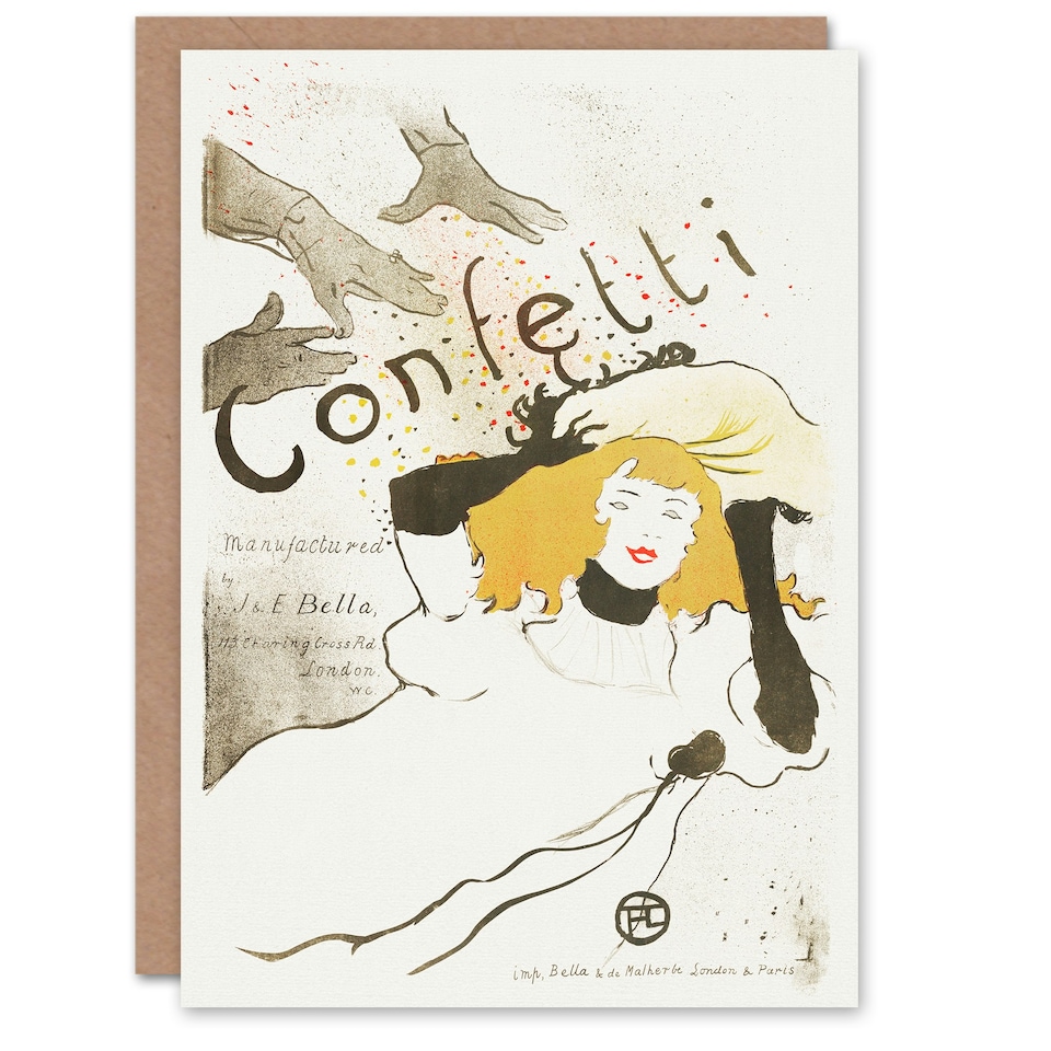 image 1 of Toulouse Lautrec Art Card Confetti Vintage French Advert