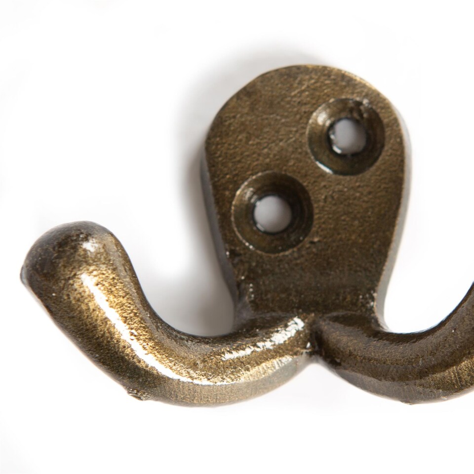 image 1 of Hammer & Tongs Double Coat Hook - W50mm x H35mm - Brass | Gold | Brass | One Size