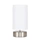 image 1 of ValueLights Brushed Chrome Touch Dimmer Bedside Table Lamp with White Cylinder Light Shade and Dimmable Candle Bulb 3000K Warm White | White