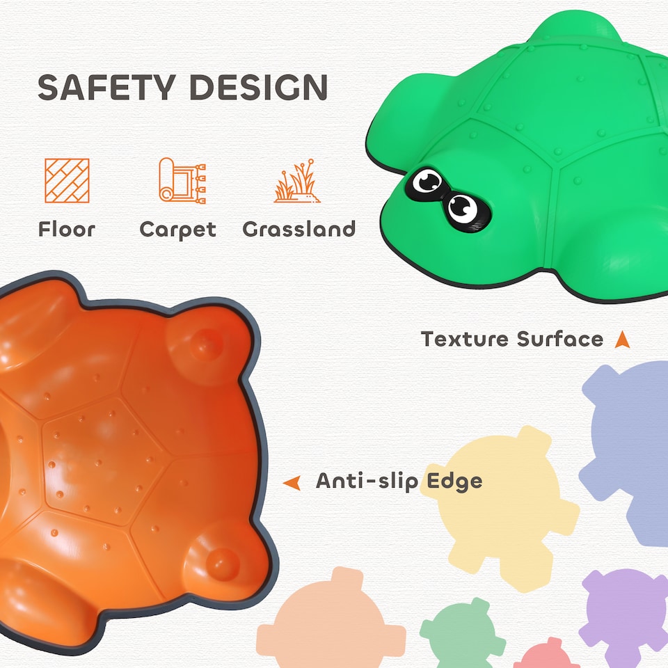 image 1 of AIYAPLAY 6PCs Kids Stepping Stones, Turtle-Shaped Stackable Balance Stones