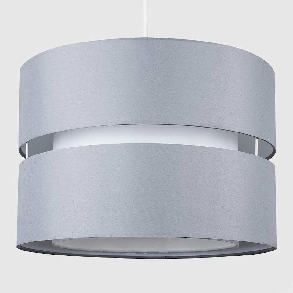 image 1 of ValueLights Sophia Large Grey 2 Tier Ceiling Light Shade and Bulb