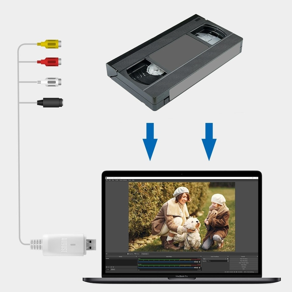 image 1 of USB Video Capture Card Adapter - Convert VHS Analog Video to Digital - For Windows & Mac PC/Laptop- August VGB300