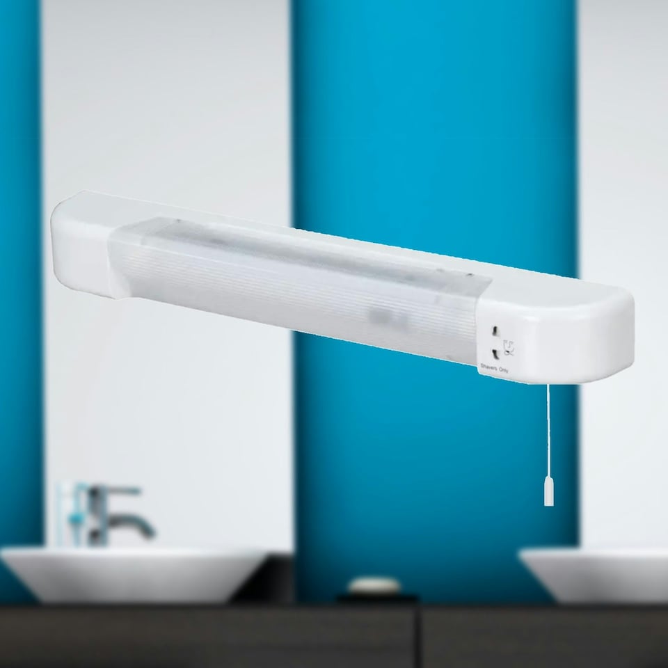 image 1 of Set of 2 White - Chrome Bathroom Shaver Lights White | White