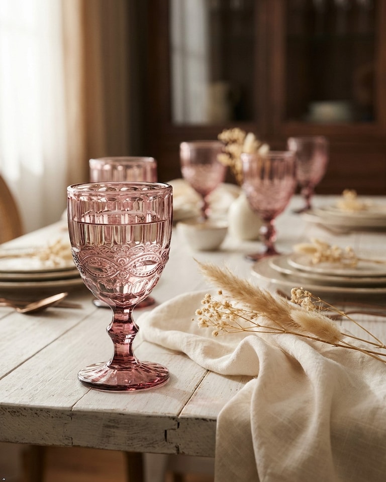 image 1 of Set of 6 Luxury Traditional Purple Wine Glass Goblets Gift Idea 280ml
