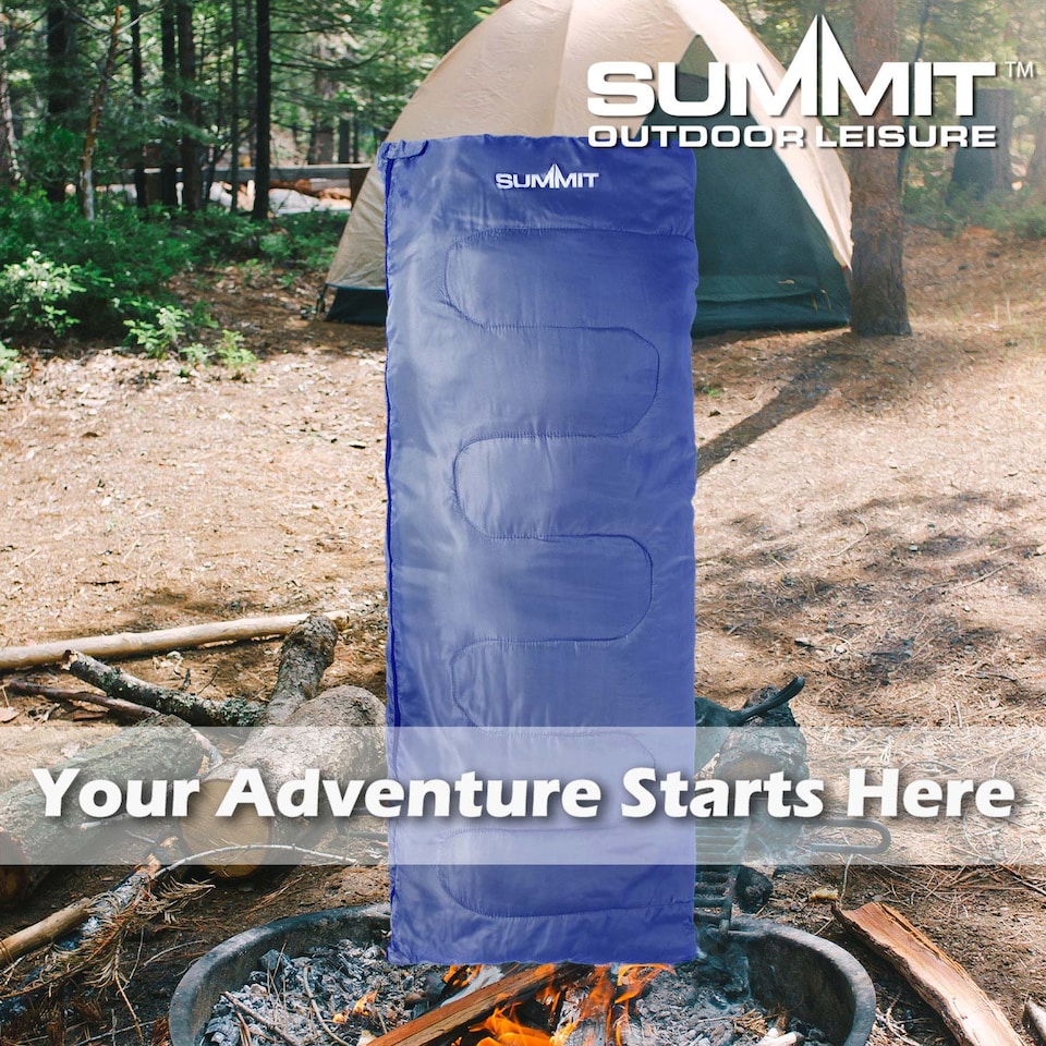 image 1 of vfm-estore Summit Trekker Envelope Sleeping Bag Single - Blue, 180 x 75 cm