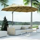 image 2 of Outsunny 4.5m Double Garden Parasol Garden Umbrella with Crank Khaki