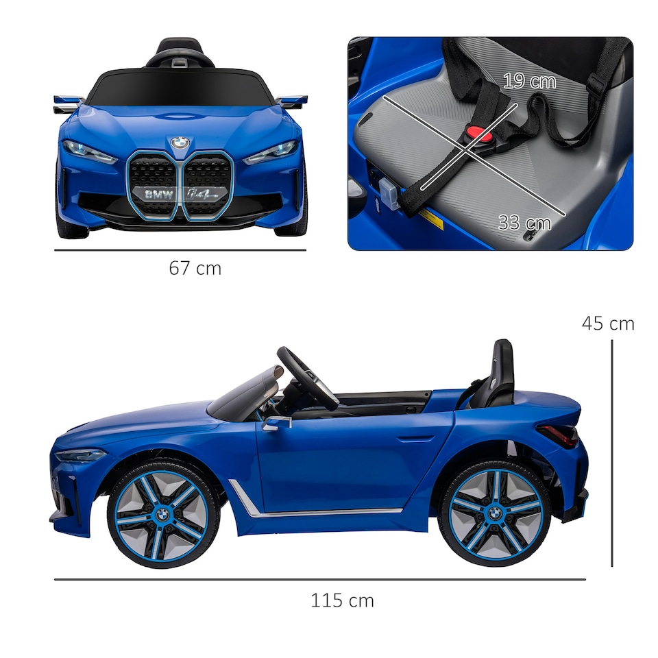 image 1 of HOMCOM BMW i4 Licensed 12V Kids Electric Ride-On Car w/ Remote Control - Blue
