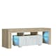 image 1 of TV Unit 130cm White Gloss Door Oak Matt Body with Glass Sides Free LED | Brown | White | One Size | 1