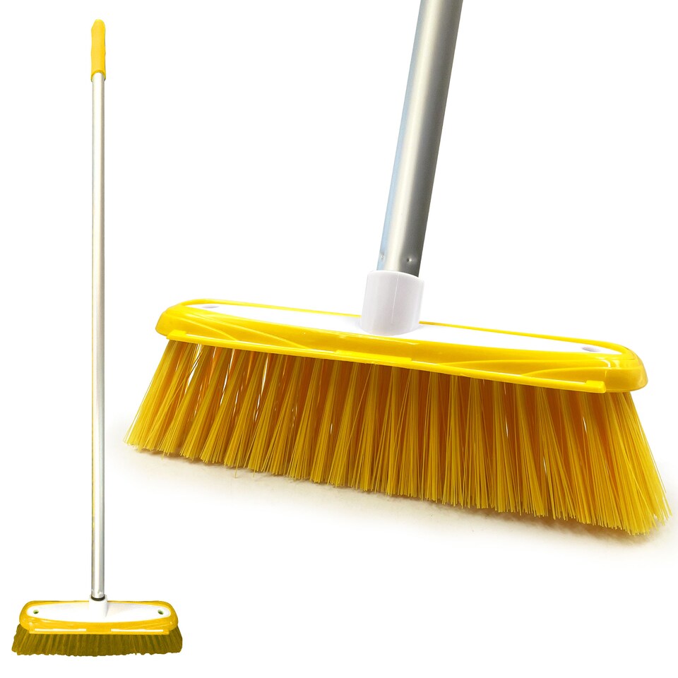 image 1 of TDBS Colour Coded Indoor Sweeping Broom with Scraper