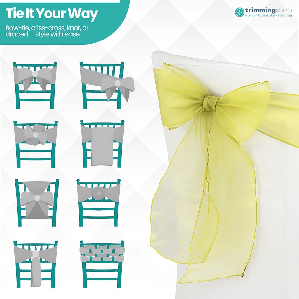 image 1 of 17 x 280cm Organza Chair Sashes, Sheer Sash Ties - 1pc