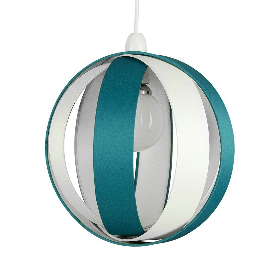 image 1 of ValueLights J90 Teal and Cream Globe Ceiling Light Shade & LED Bulb Blue