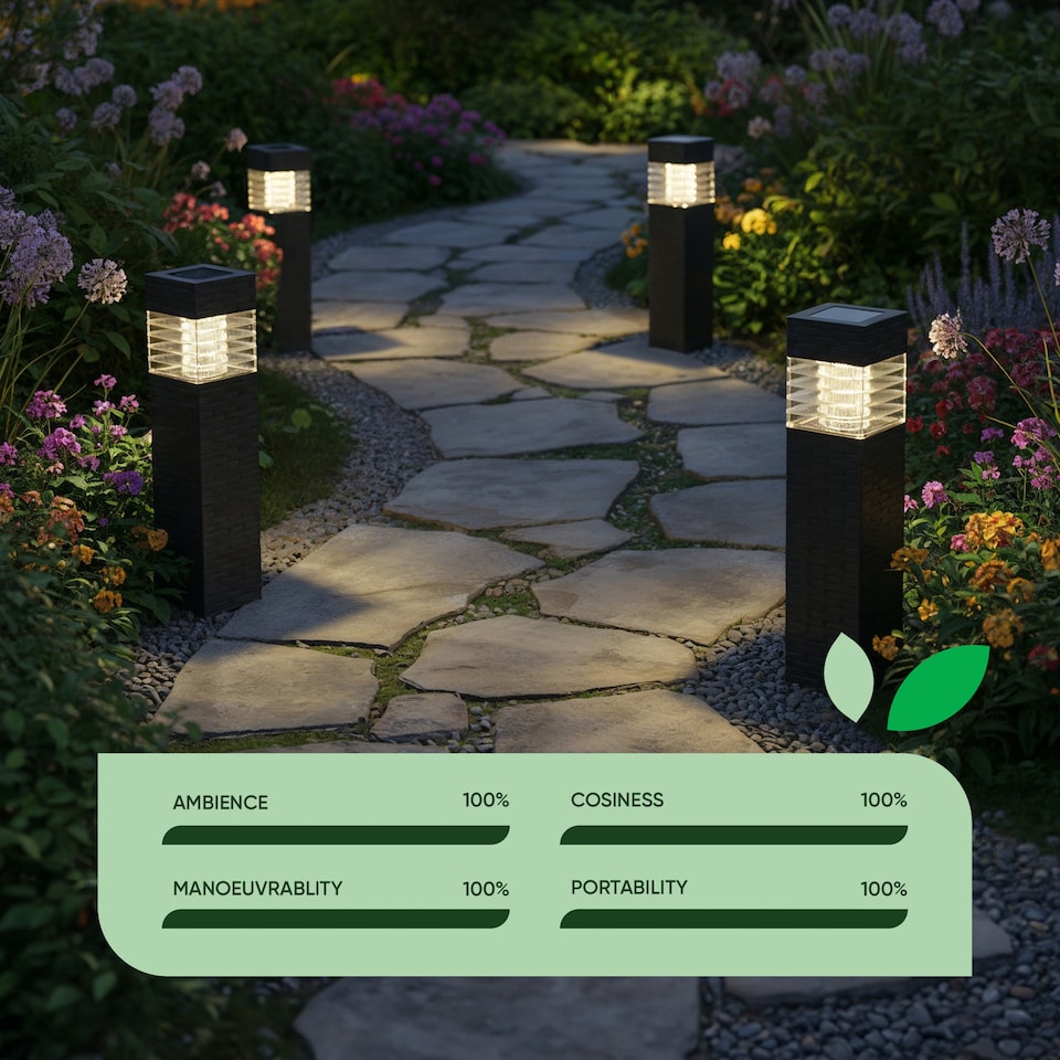 image 1 of Gardenwize Pack of 4 Rattan Style Solar Stake Lights