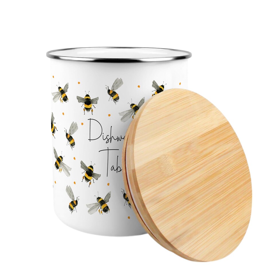 image 1 of Scattered Bees Dishwasher Tablets Storage Tin