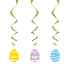 Colourful Gingham Easter Hanging Swirl Decorations - Pack of 3