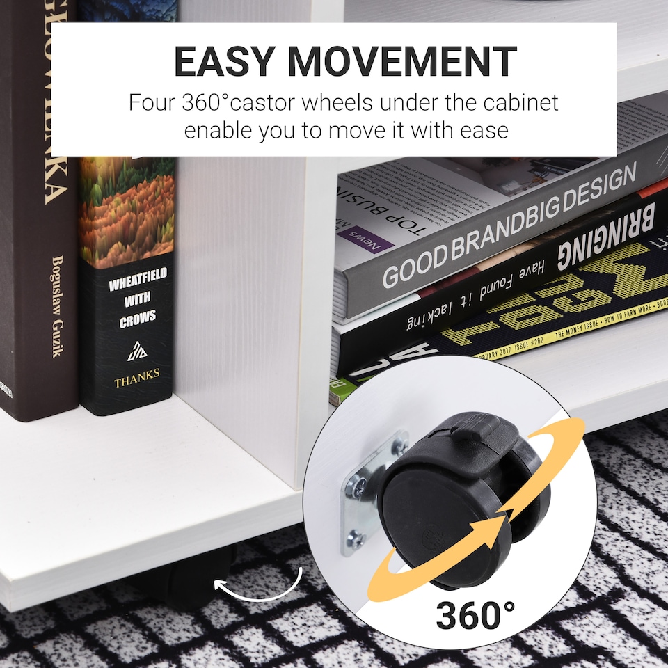 image 1 of HOMCOM Modern TV Cabinet Stand Storage Shelves Table Mobile Bedroom Furniture Bookshelf Bookcase White